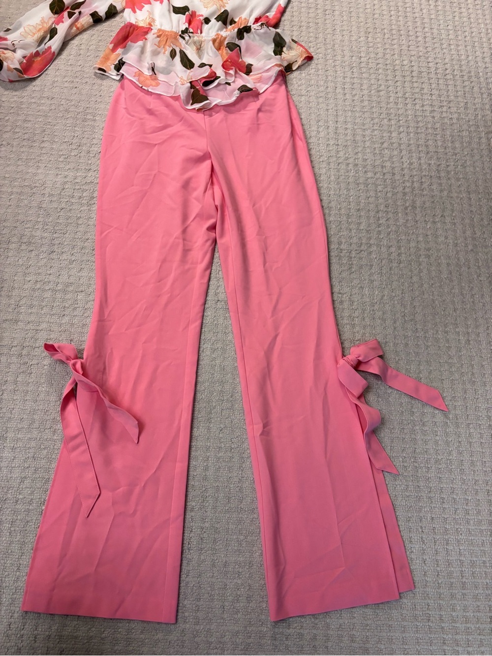 VENUS Pink Tie-Hem Wide Leg Pants